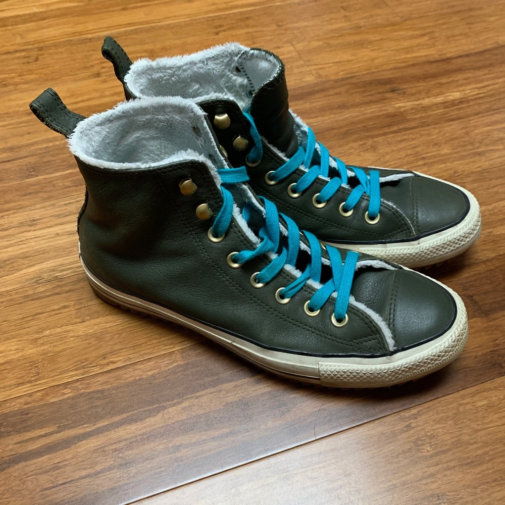 Converse Chuck Taylor All Star City Trek Olive Leather Fur Boots 162478C 10W
